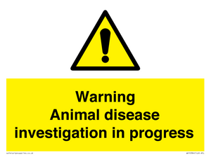 Warning Animal disease investigation in progress